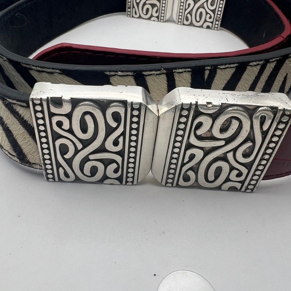 Chicos Black Calf Hair, Zebra, and Red Croc Silver tone Buckle & Reversible Belt - Picture 3 of 13